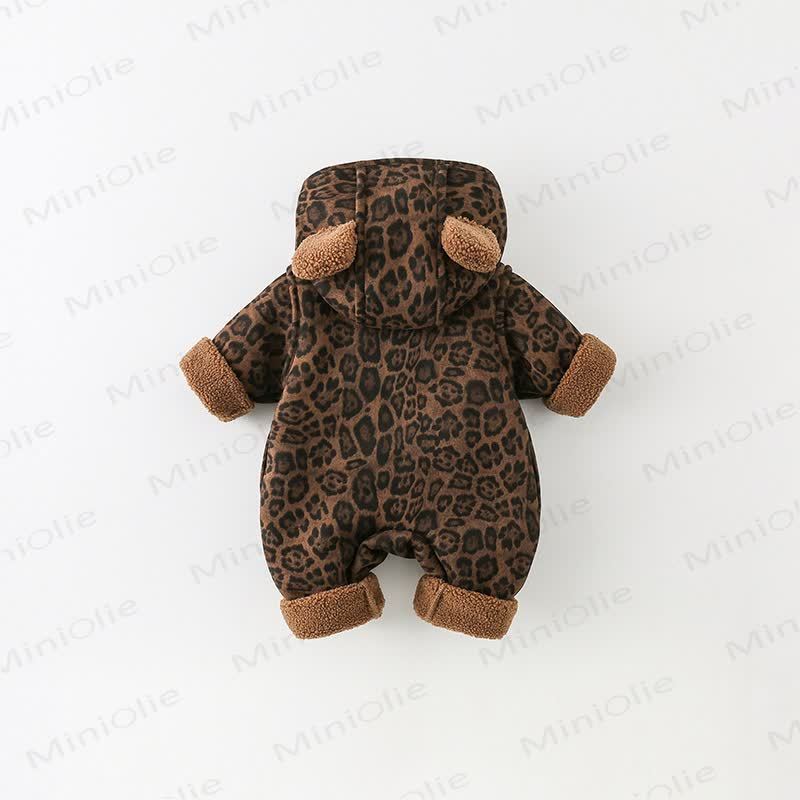 Tutina con cappuccio e stampa leopardata per neonati - image 3