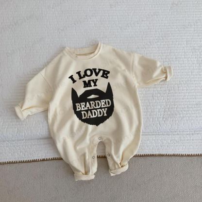 AMO IL MIO PAPA' BARBUTO Tutina beige per neonati - Beige - 2-3T - image 1