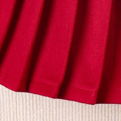 Vestito plissettato tinta unita con risvolto per bambini piccoli - image 7