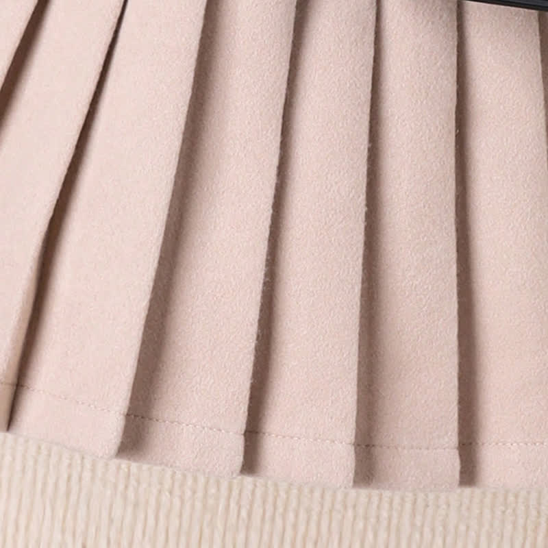 Vestito plissettato tinta unita con risvolto per bambini piccoli - image 10