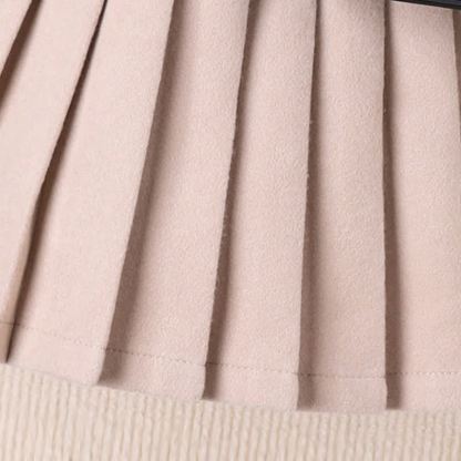 Vestito plissettato tinta unita con risvolto per bambini piccoli - image 10