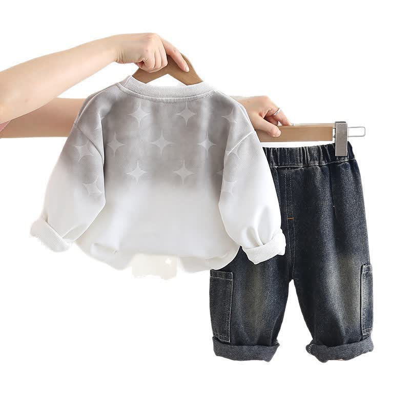 Set 2 pezzi in denim per neonato e bambino - image 3