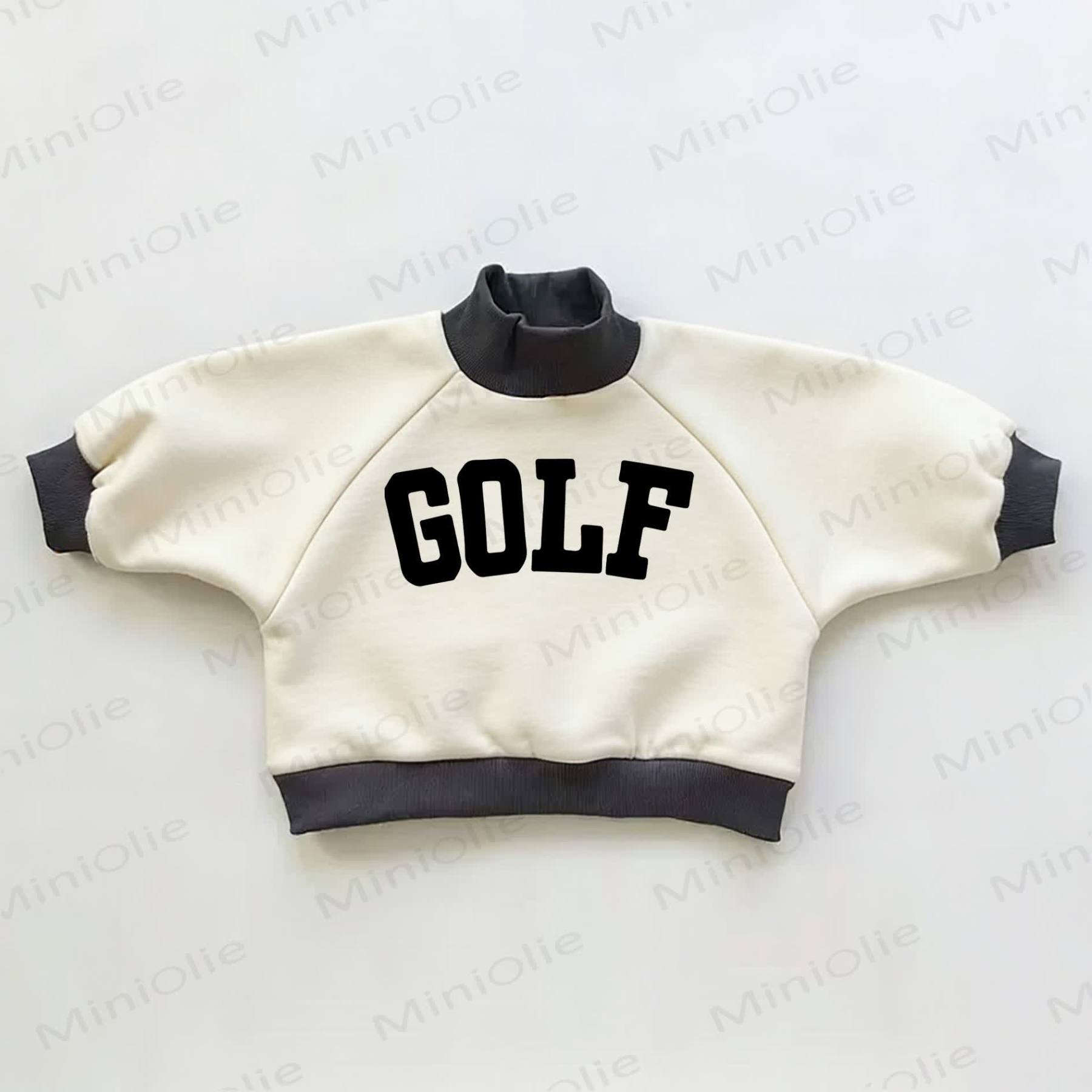 Felpa color block per neonati e bambini GOLF - Beige e nero - 3-5T - image 1