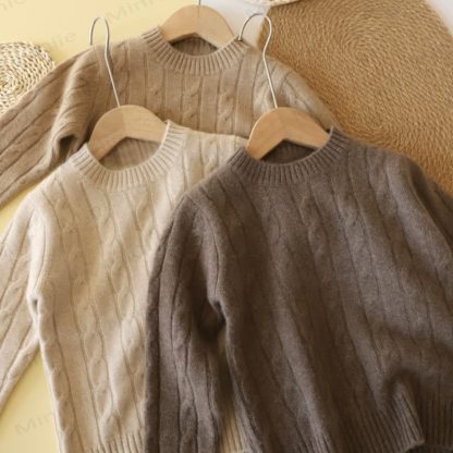 Maglione girocollo in maglia tinta unita per bambini - image 1