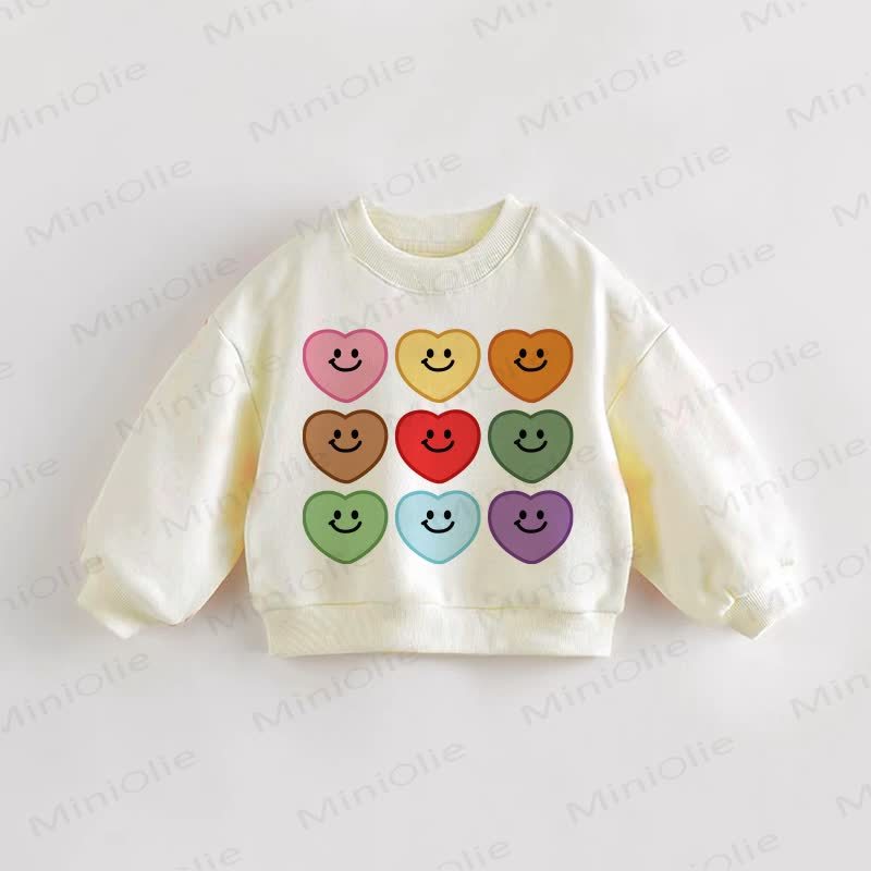 Felpa con cuore colorato e sorriso Baby Cream - Crema - 3-5T - image 1
