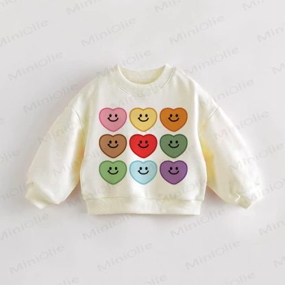 Felpa con cuore colorato e sorriso Baby Cream - Crema - 3-5T - image 1
