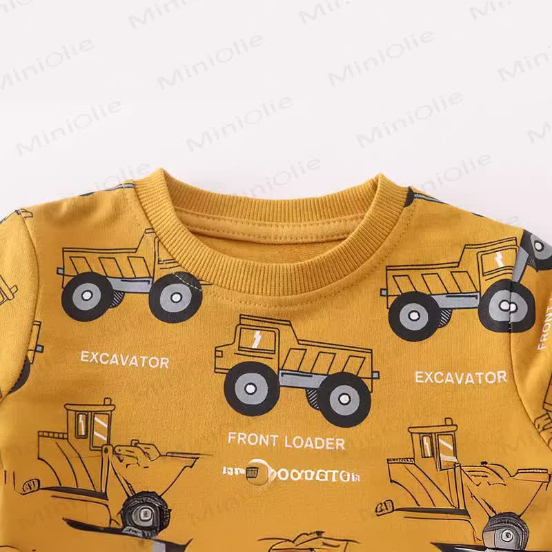 Felpa girocollo con stampa di cartoni animati di escavatori per bambini - image 3