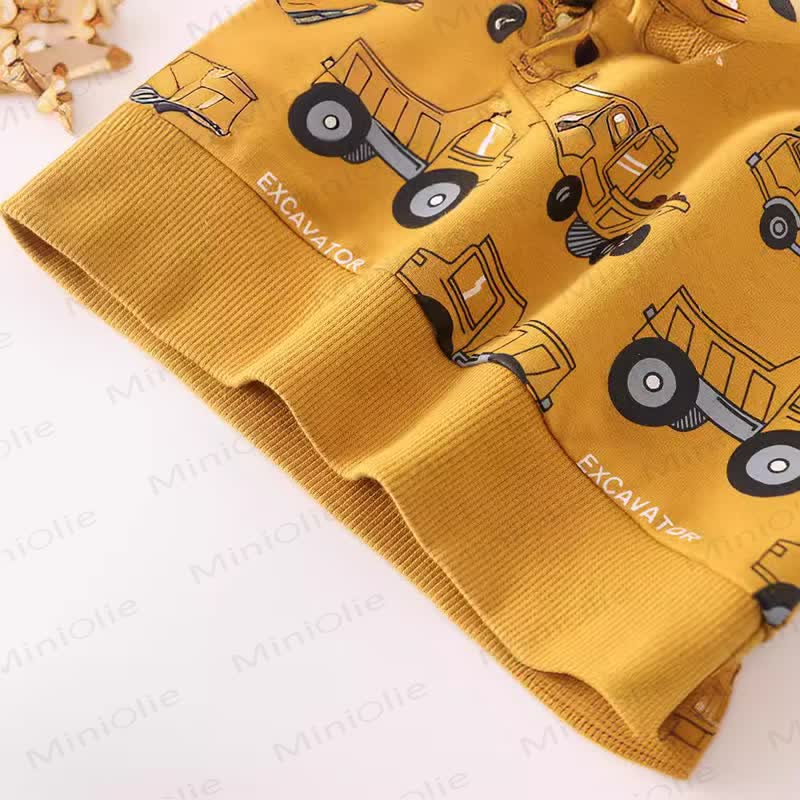 Felpa girocollo con stampa di cartoni animati di escavatori per bambini - image 4