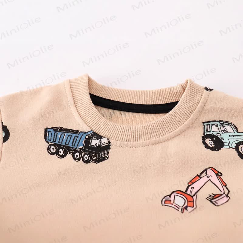 Felpa girocollo con stampa di cartoni animati di escavatori per bambini piccoli - image 3