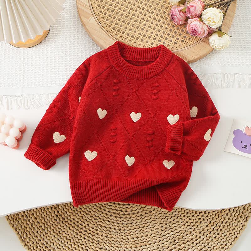 Maglione lavorato a maglia o gonna tutù con ricamo a forma di cuore per bambina - Maglione rosso - 8 anni - image 4