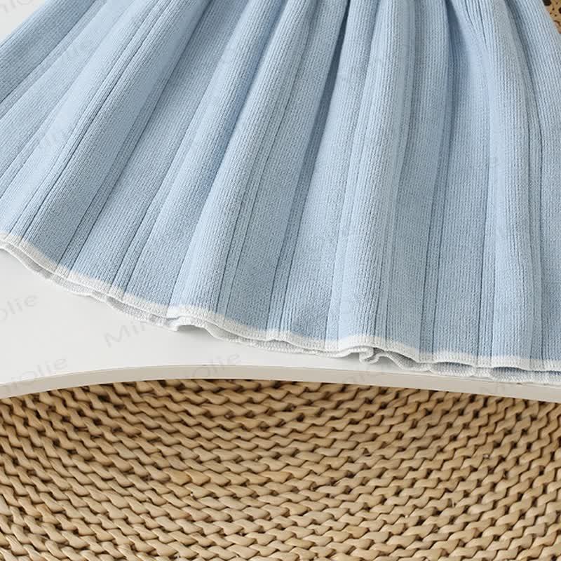 Abito in maglia a doppio strato con scollo rotondo e fiori per bambina - image 8