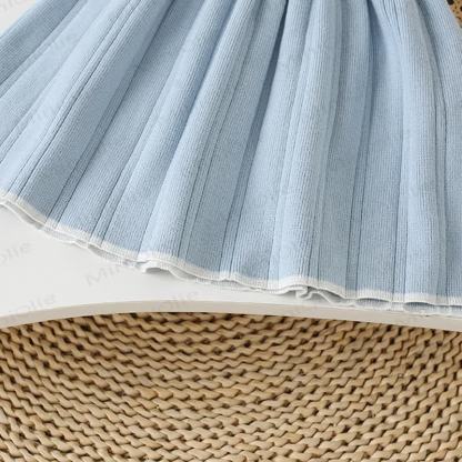 Abito in maglia a doppio strato con scollo rotondo e fiori per bambina - image 8