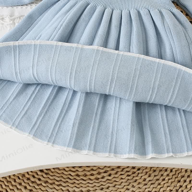 Abito in maglia a doppio strato con scollo rotondo e fiori per bambina - image 9