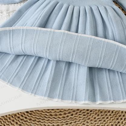 Abito in maglia a doppio strato con scollo rotondo e fiori per bambina - image 9