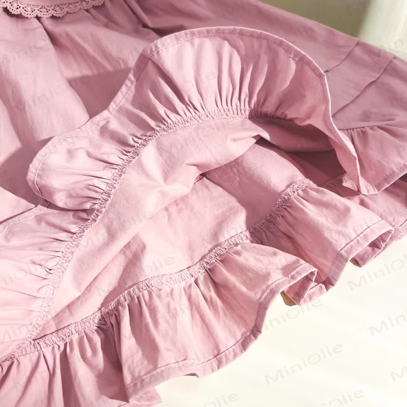 Vestito con colletto ricamato a fiori per bambina - image 11