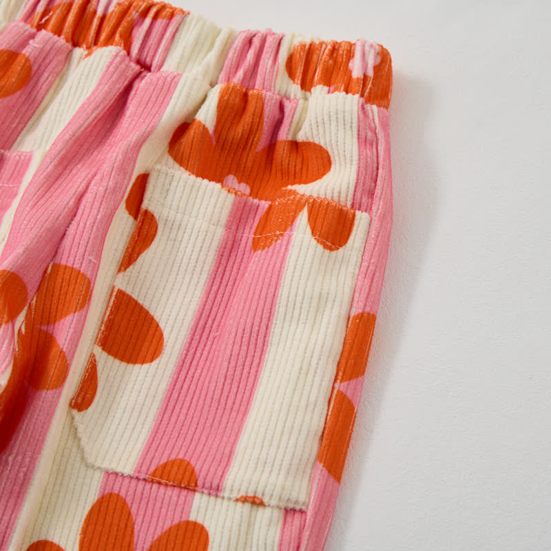 Pantaloni a righe con fiori per neonati e bambini - image 4