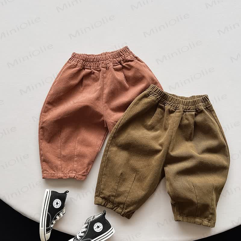 Pantaloni larghi tinta unita per neonati e bambini - image 2