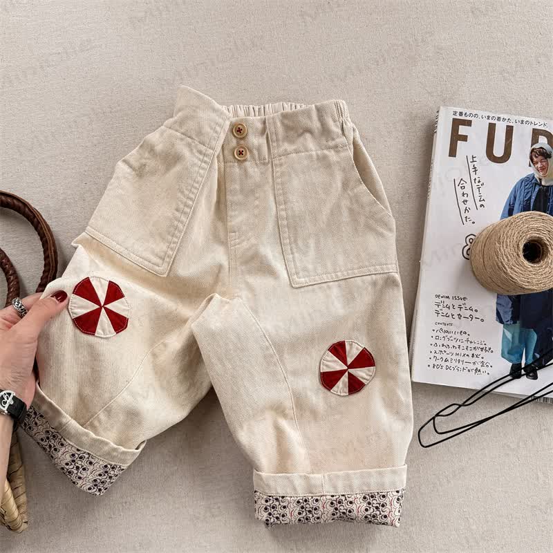 Pantaloni larghi a fiori per neonati e bambini - Beige - 8 anni - image 2