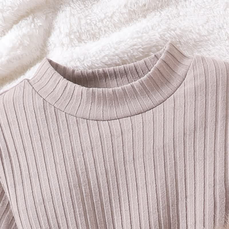 Set da 3 pezzi per bambina, canotta, top e gonna in pelliccia con fiocco in tinta unita - image 5