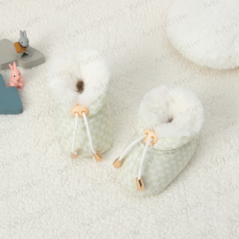 Scarpine foderate in pile a scacchiera per neonati - Verde - 6-12 mesi - image 6