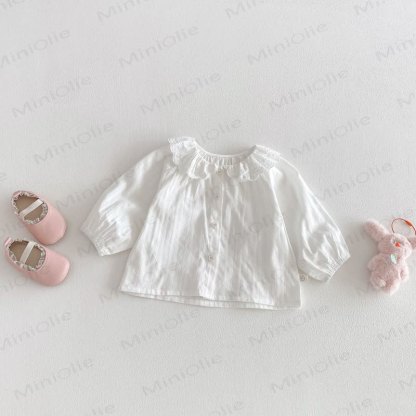 Tutina a fiori con coniglietto per bambina/top tinta unita - Top beige - 5-7T - image 5