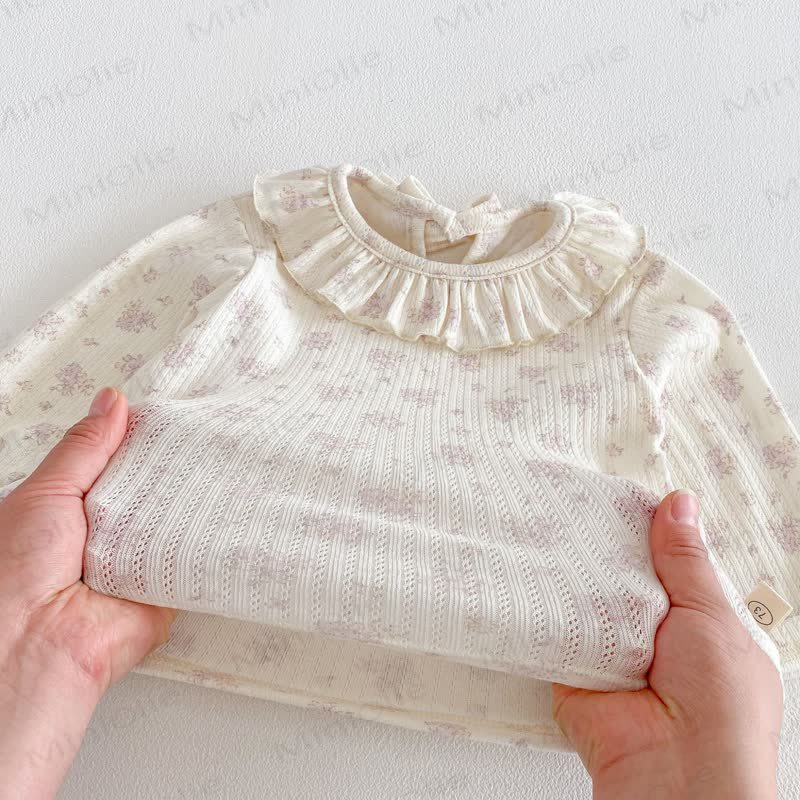 Salopette rosa con coniglietto ricamato per bambina/top beige con fiori - image 14