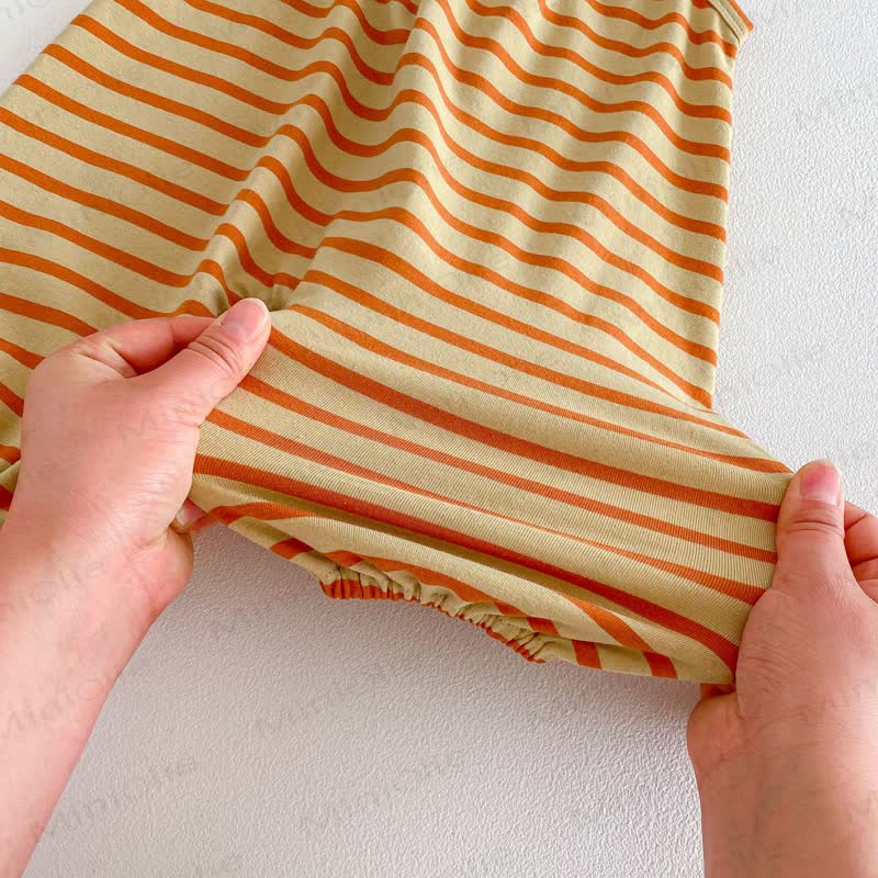 Salopette a righe con fiocco e orsetto per neonati e bambini - image 4