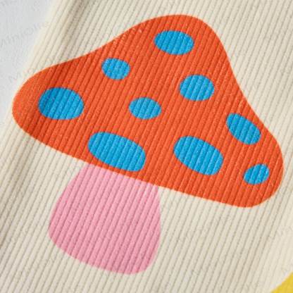 Salopette in velluto a coste beige con motivo a fungo colorato per neonati e bambini - image 6