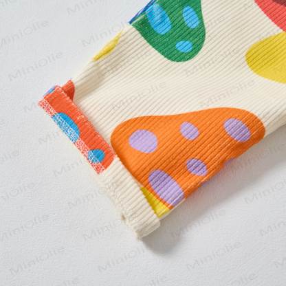 Salopette in velluto a coste beige con motivo a fungo colorato per neonati e bambini - image 5