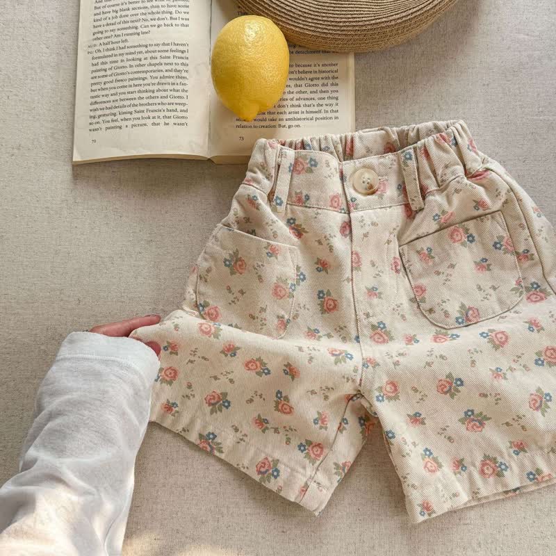 Pantaloncini larghi a fiori per bambina - Beige - 5-7T - image 5