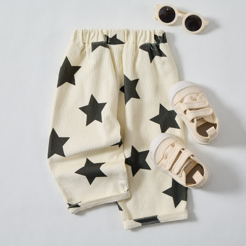 Pantaloni beige a stella per neonati e bambini - image 5