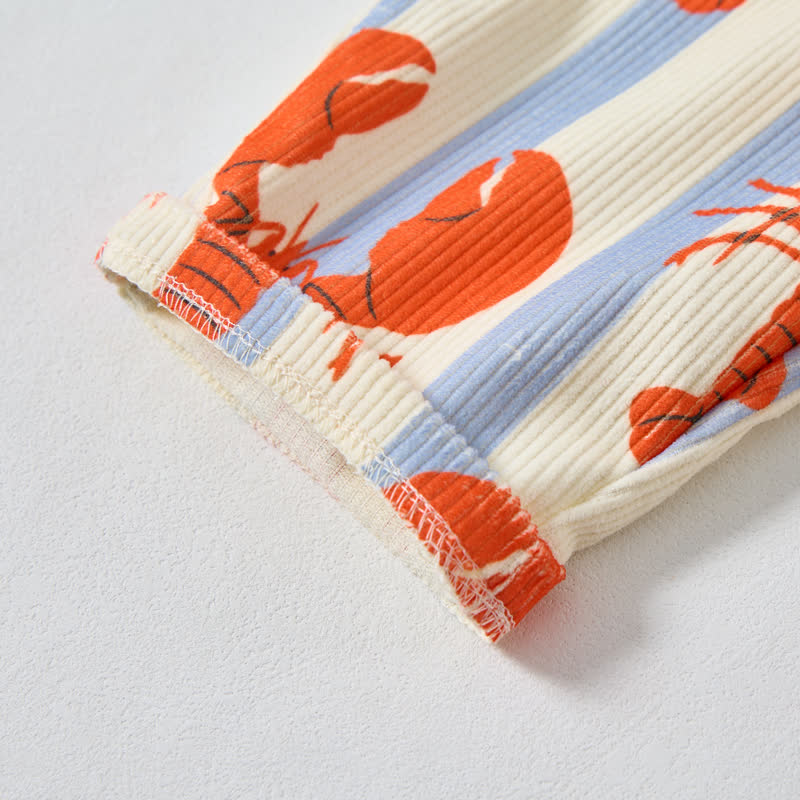 Pantaloni a coste beige blu bianco a righe per neonati e bambini - image 5