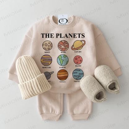 THE PLANETS Felpa per neonati, set 2 pezzi beige - Beige - 2-3T - image 1