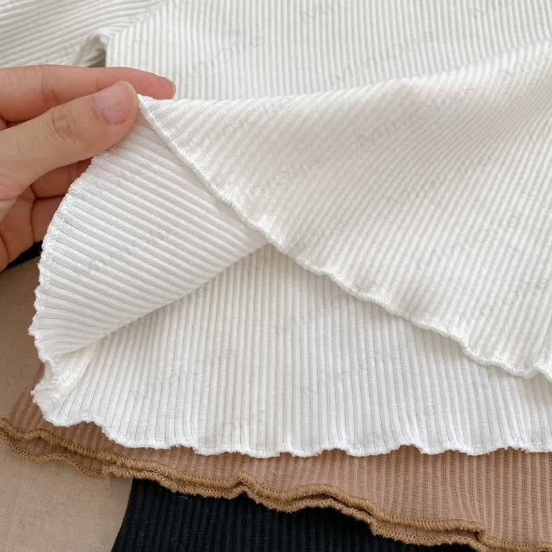 Maglietta a costine tinta unita per bambina - image 3