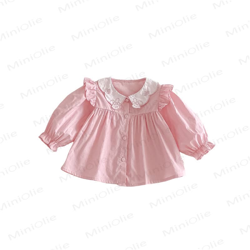 Top rosa coniglietto per bambina/leggings beige con fiocco - image 4