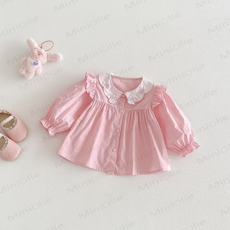 Top rosa coniglietto per bambina/leggings beige con fiocco - Top rosa - 3-5T - image 3