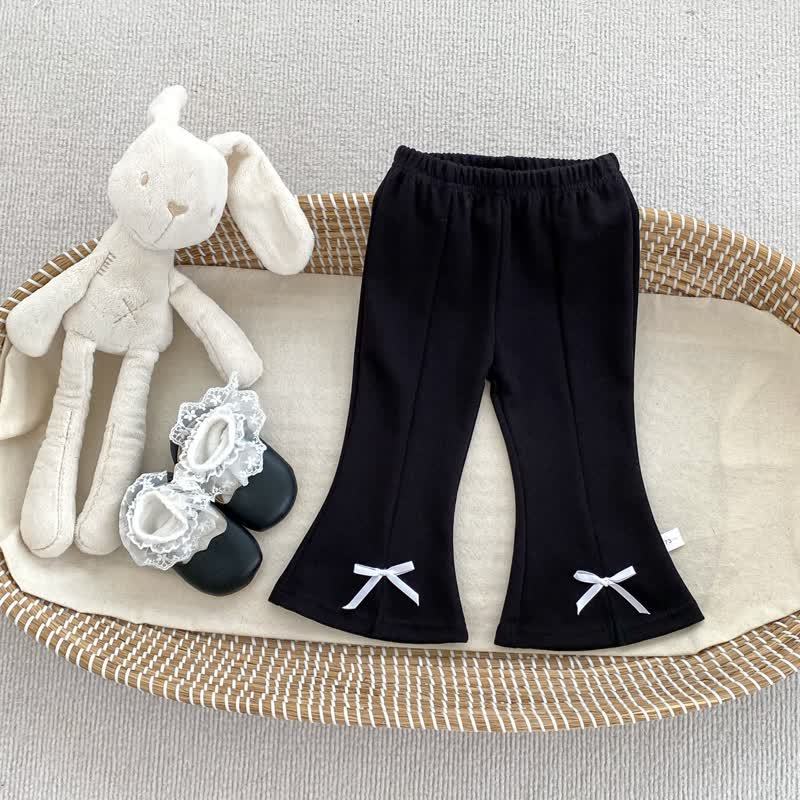Cardigan con fiocco in maglia per bambina/pantaloni neri/pantaloni a righe - Pantaloni neri - 5-7T - image 6
