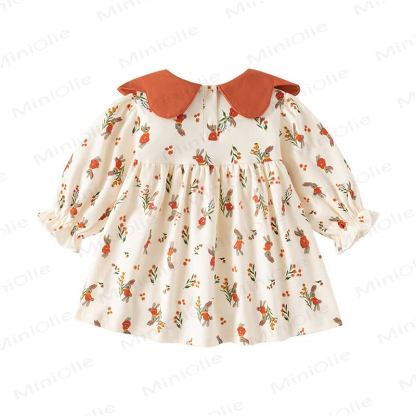 Vestito con fiocco a forma di coniglietto e fiori per bambina - image 2