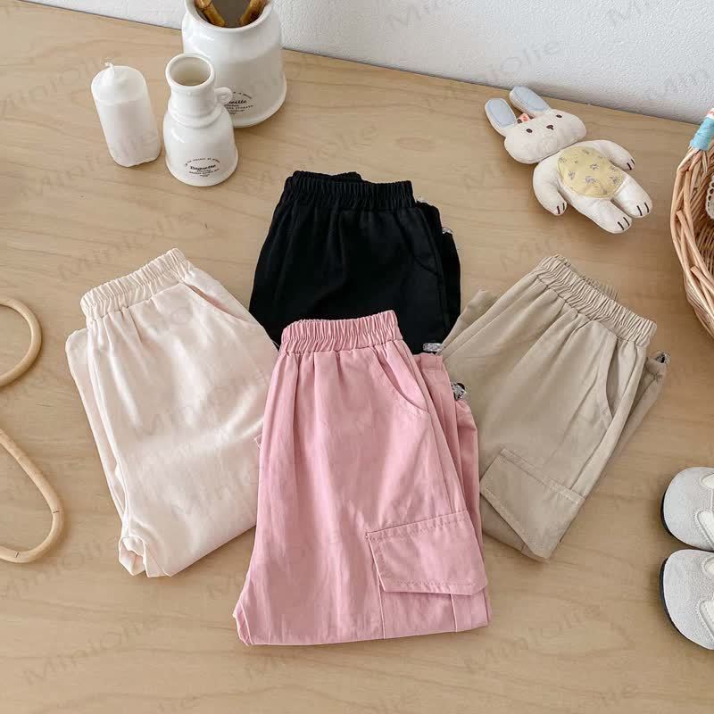 Pantaloni larghi da lavoro per neonati e bambini piccoli, tinta unita - image 4