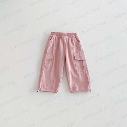 Pantaloni larghi da lavoro per neonati e bambini piccoli, tinta unita - Rosa - 8 anni - image 9
