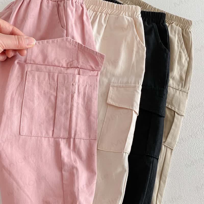 Pantaloni larghi da lavoro per neonati e bambini piccoli, tinta unita - image 12