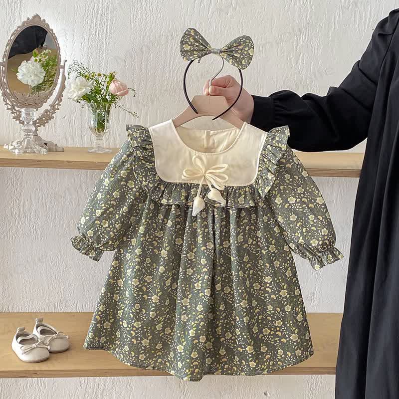 Vestito con fiocco floreale per bambina - image 3