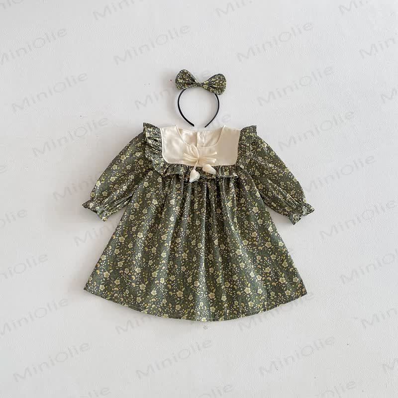 Vestito con fiocco floreale per bambina - Verde - 10 anni - image 1