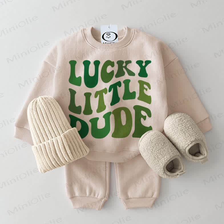 Felpa per neonati LUCKY LITTLE DUDE, set da 2 pezzi beige - Beige - 2-3T - image 1