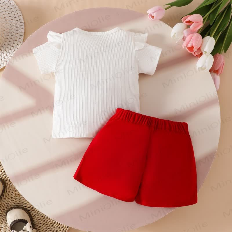 Set da 2 pezzi in maglia con fiori Love per bambina - image 4