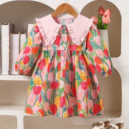 Vestito con fiori a bavero per bambina - Fiore - 8 anni - image 1
