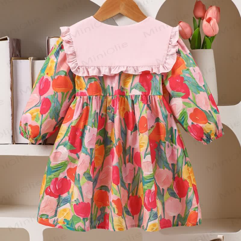 Vestito con fiori a bavero per bambina - image 3