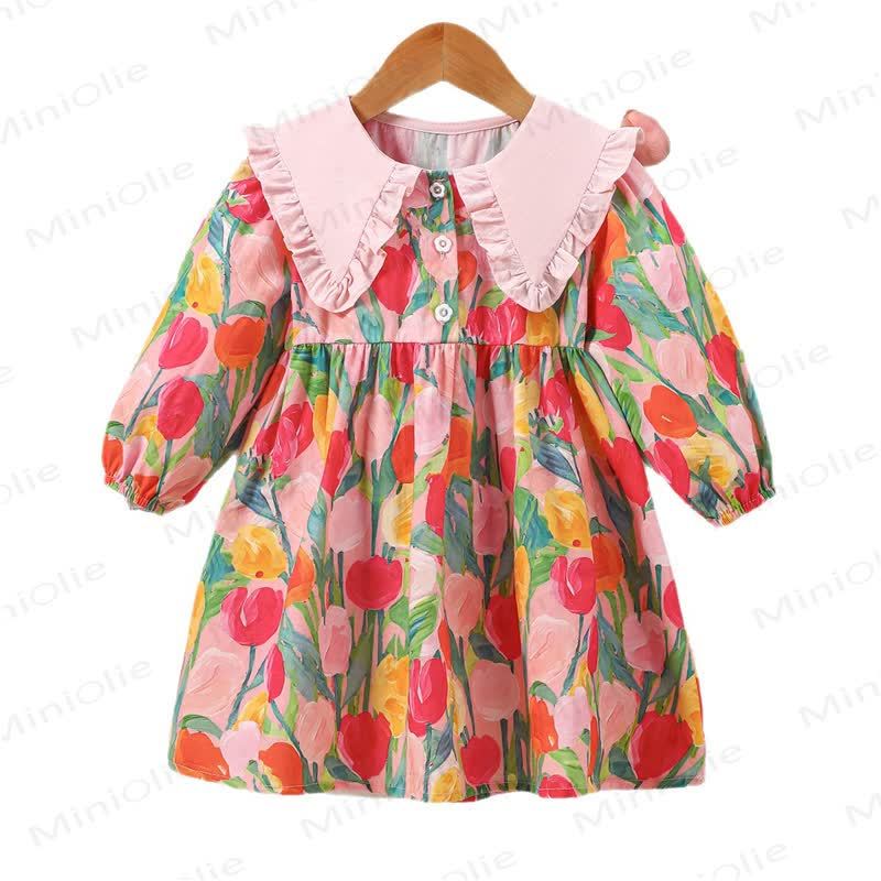 Vestito con fiori a bavero per bambina - image 5