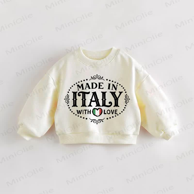 Felpa per neonati e bambini MADE IN ITALY WITH LOVE - Crema - 3-5T - image 1