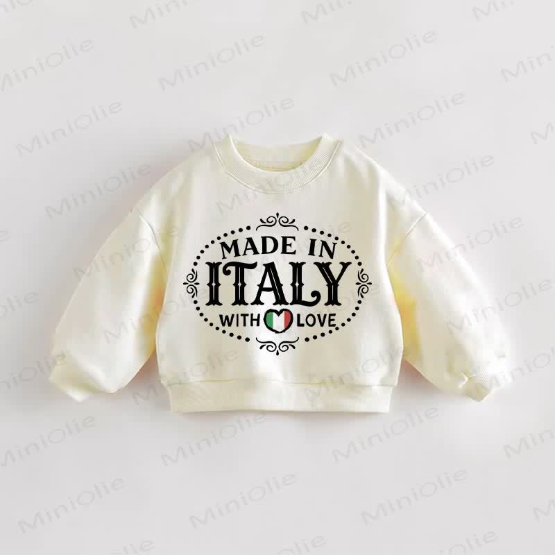 Felpa per neonati e bambini MADE IN ITALY WITH LOVE - Crema - 3-5T - image 1